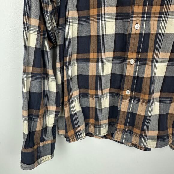 Wrangler Mens Flex For Comfort Button-Up Long Sleeve Brown/Grey Plaid Shirt XL - Picture 4 of 10